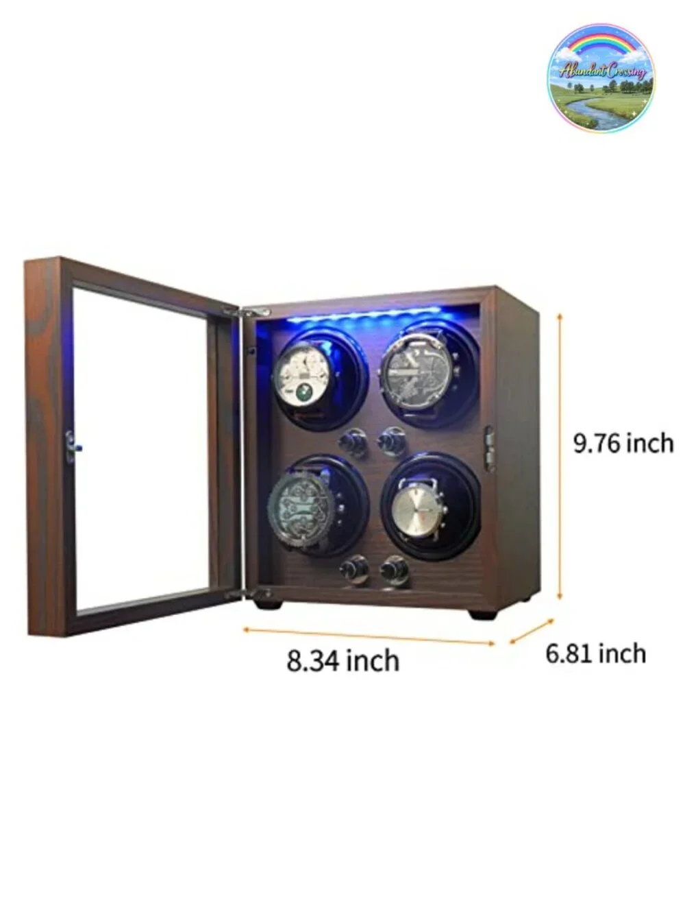Watch Winder for 4 Automatic Watches, Rotating Watch Box with Wooden Exterior,